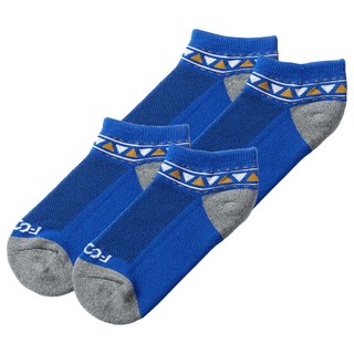 FOOTER 經典圖騰運動氣墊船型除臭襪 適用腳長16~19cm, 2雙, 藍色