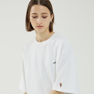 LMN Oversize字母印花透氣短袖T恤, 白色
