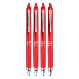 PILOT 百樂 FRIXION 極細按鍵魔擦筆 0.4mm筆尖 書寫流暢 擦拭不留痕跡, 紅色, 4支