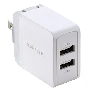 RONEVER 2.4A USB雙孔電源供應器, 白色, 1個