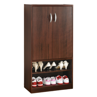 HOPMA 合馬家具 雙門六格鞋櫃, 18雙鞋收納, 雙磁扣設計, 胡桃木