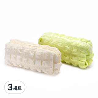 indi.k 清新舒適雲朵筆袋收納包2件組, 象牙白, 萊姆綠, 3套