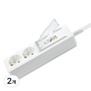 韓國 DOnGYAnG 高容量漏電斷路器 ELB 2孔延長線 DYM-HB2E(SC), 2個, 白色, 1.5m