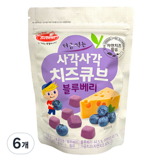 Bebest 初次品嚐的香脆起司方塊, 藍莓, 16g, 6個
