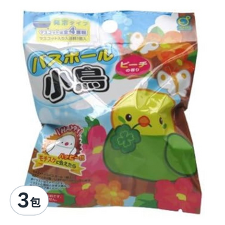 OKAZAKI 小鳥沐浴球 附玩具 55g 3包 - 兒童泡澡玩具 桃子香氛