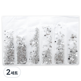 Chic Fit 混合尺寸美甲鑽6件組 ZN0098, 水晶, 2個