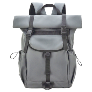 韓國街頭潮流防潑水大容量翻蓋雙肩包 多功能電腦包, 16吋, 灰色, 16吋(30 x 16 x 47~60cm)