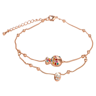 馥瑰馨盛 金奧地水鑽腳鍊 魚造型, 魚富耀身, 腳圍19~24cm