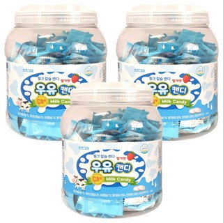 牛奶鈣片 草莓口味 200片入, 3罐, 400g