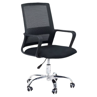 辦公椅 帶輪 高密度泡棉透氣網布座椅, 97 x 42 x 6.5cm, 黑色, 1個