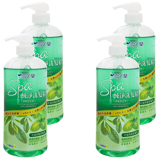 雪芙蘭 SPA 純淨清新舒涼洗髮精, 無矽靈, 天然APG潔淨成分, pH5.5, 添加薄荷精油 + 綠茶萃取, 650g, 4瓶