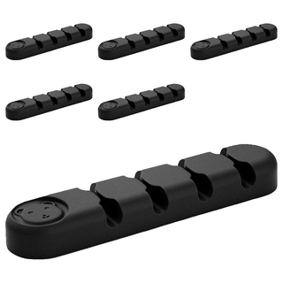 Timo 小熊造型 4孔收納桌面整線器, 黑色, 6個