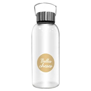 FUJI-GRACE 富士雅麗 高硼矽耐熱手提玻璃瓶 杯蓋提把設計 附304不鏽鋼茶隔 耐酸鹼易清洗, 金色, 1L, 1個