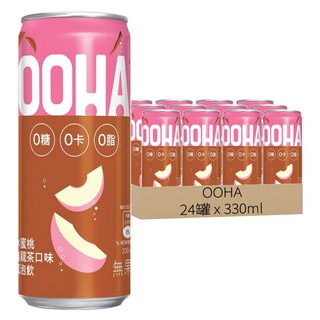 OOHA 氣泡飲 水蜜桃烏龍茶, 330ml, 24罐