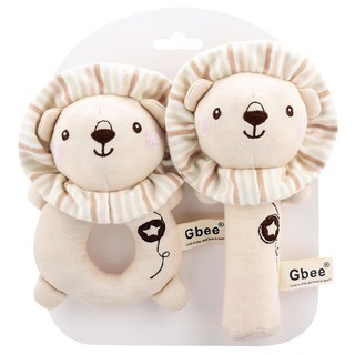 Gbee 搖鈴手抓棒, 彩棉獅子 米色, 1組