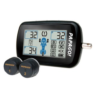 PAPAGO Tire Safe M10E 胎壓偵測器組 機車用, 偵測器IPX7防水等級, 顯示器IPX3防水等級, 1組, 黑色