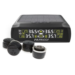 PAPAGO 胎外式偵測器 Tire Safe S72E 太陽能胎壓偵測器 最大支援116Psi, 1組, 黑色