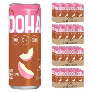 OOHA 氣泡飲 水蜜桃烏龍茶, 330ml, 96罐