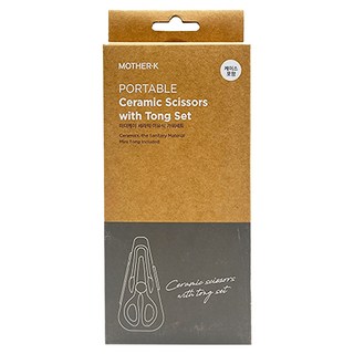 MOTHER-K 陶瓷食物剪刀組 附迷你夾子 刀刃圓弧處理 安心鋯陶瓷材質, 剪刀 含保護蓋 15.5x6.6x1.7厚度cm+夾子10x5cm, 1組, 灰色