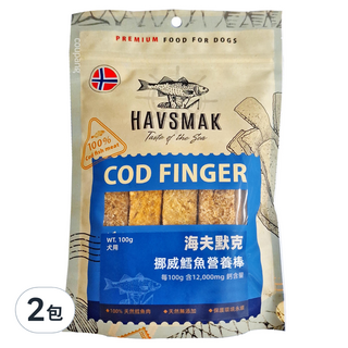 海夫默克 挪威鱈魚營養棒 100g 100%天然鱈魚肉, 鱈魚, 2包