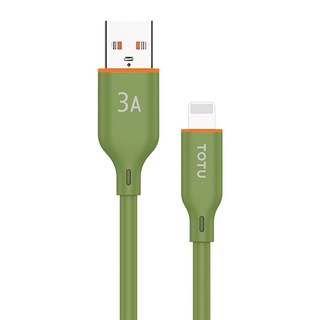 TOTU 拓途 Type-C to Lightning 液態矽膠傳輸快充線 27W快速充電 3A電流, 1m, 軍綠色, 1條