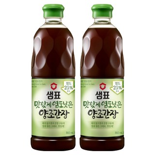 샘표 맛있게 염도낮은 양조간장, 860ml, 2개