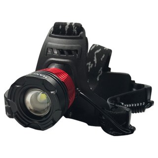 HANLIN 新戶外防雨旋轉變焦頭燈, IPX6防水, 25檔旋轉變焦, 射程300米, 黑色 + 紅色, 1個