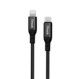 amuok 艾默克 MFI認證 PD快充線 Type-C 轉 Lightning 支援 iPhone iPad iPod, 120cm, 黑色, 1條