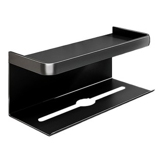 FAmILyLIFE 生活 航太鋁免打孔雙層衛生紙置物架 加長款 A-233-BK, 極簡黑, 1個