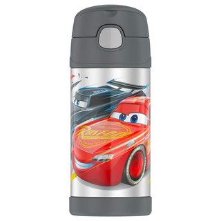 THERMOS 膳魔師 不鏽鋼真空保冷瓶 Cars3 競賽篇 F4018CR6, 採用304優質不鏽鋼, 可裝入冰塊, 附贈可拆卸吸嘴吸管, 閃電麥坤 藍色, 360ml, 1個