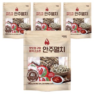 Badaone 烤鳀魚乾+辣椒醬, 140g, 4袋