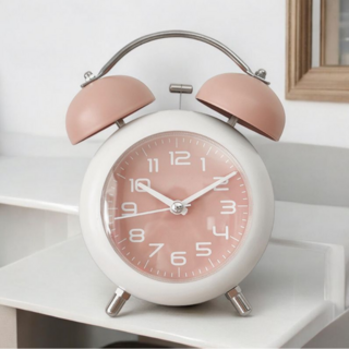 Baia 雙色雙鈴桌上型鬧鐘, 粉紅色