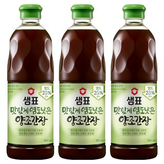 샘표 맛있게 염도낮은 양조간장, 860ml, 3개