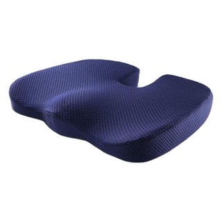 HONG JIN記憶棉毛絨坐墊 人體工學設計 減壓透氣 辦公室居家車用皆宜, 藏青