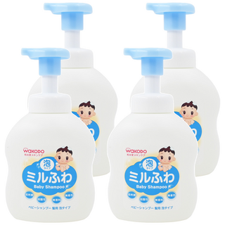 WAKODO 和光堂 潤澤嬰幼兒洗髮泡, 低刺激, 弱酸性, 無香料, 無著色, 泡沫型, 450ml, 4瓶