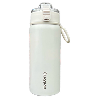 316不鏽鋼 彈蓋保溫水壺 無貼紙, 經典白, 550ml, 1個