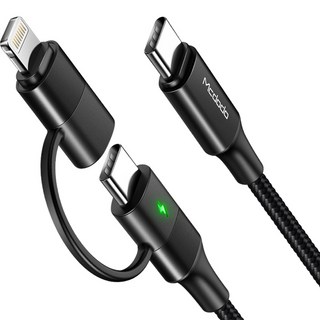 Mcdodo 麥多多 2合1 PD高速充電線 Type-C + 8-pin 1.2m, 黑色, 1個