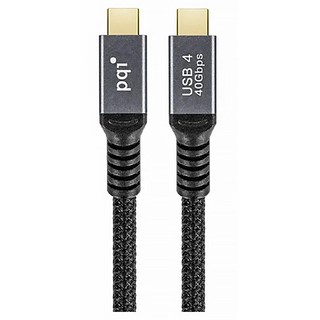 pqi 勁永 qCable USB4 傳輸線 C to C 240W大功率 8K@60Hz影像輸出 40Gbps高速傳輸, 100cm, 1條, 編織款 黑色