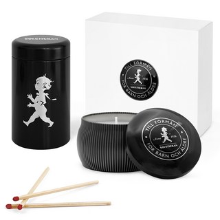 SOLSTICKAN 蠟燭火柴禮盒組 13.5 x 11 x 6cm, 黑雪松木, 黑色