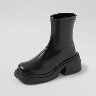 ChakanShoes 厚底方頭側拉鍊襪靴 BSLTR4g160