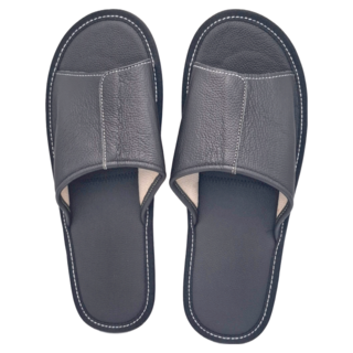 LIKEHOUSE 頭層牛皮簡約軟底防滑室內拖鞋, 黑色, 29, 1雙