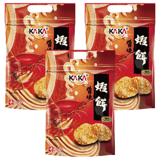 KAKA 卡卡 醬燒蝦餅 辣味 香辣酥脆 蝦味零食 聚會分享, 80g, 3包