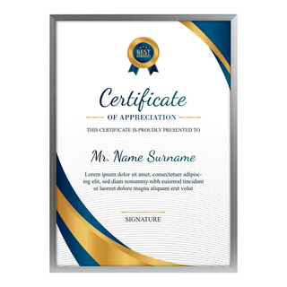 TRENY 免拆鋁框A4獎狀/證書相框 鋁+木板, 21.5 x 2 x 30.5cm, 亞銀, 1個