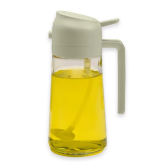 倒噴兩用手提玻璃霧化噴油瓶, 450ml, PP材質, 無鉛玻璃, 矽膠, 1個