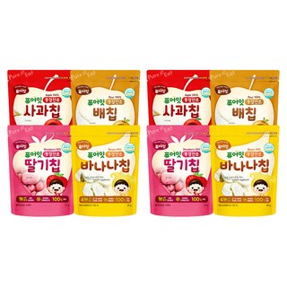 Pure Eat 冷凍果乾片, 2組, 蘋果口味+梨子口味+草莓口味+香蕉口味