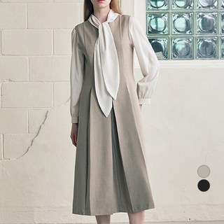 ab.f.z 女性無袖背心層次感細褶背心式連身裙 AFX1HO41A (24SS百貨公司正品), BEIGE