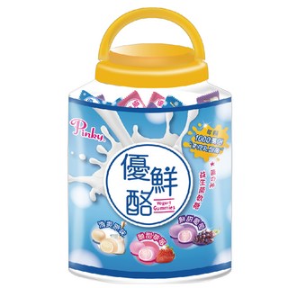 Pinky 優鮮酪 益生菌軟糖 每顆含1000萬個乳酸菌 調整腸道菌群 草莓、葡萄、原味三種口味, 350g, 1桶