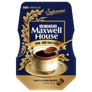 麥斯威爾精選咖啡環保包, 100%冷凍乾燥咖啡，速溶提神, 150g, 1包