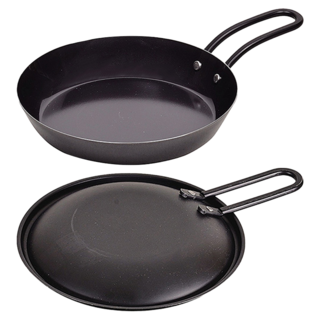 PEARL LIFE 珍珠金屬 日本製單手柄鑄鐵平底鍋 24 x 16.5 x 4cm 鍋深3cm 490g, 16cm, 1個