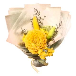 A-ONE 匯旺 大黃索拉玫瑰花黃色繡球花永生花束 乾燥花束 G款 6cm 30g, AE-FBQ7
